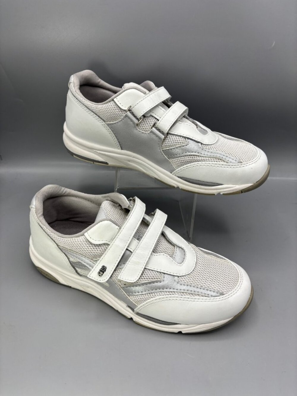 SAS TMV Walking Shoes Womens 8M White Leather Comfort Low Top Athletic 2103222 - Picture 2 of 8